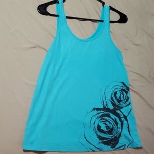 Teal tank with flower design